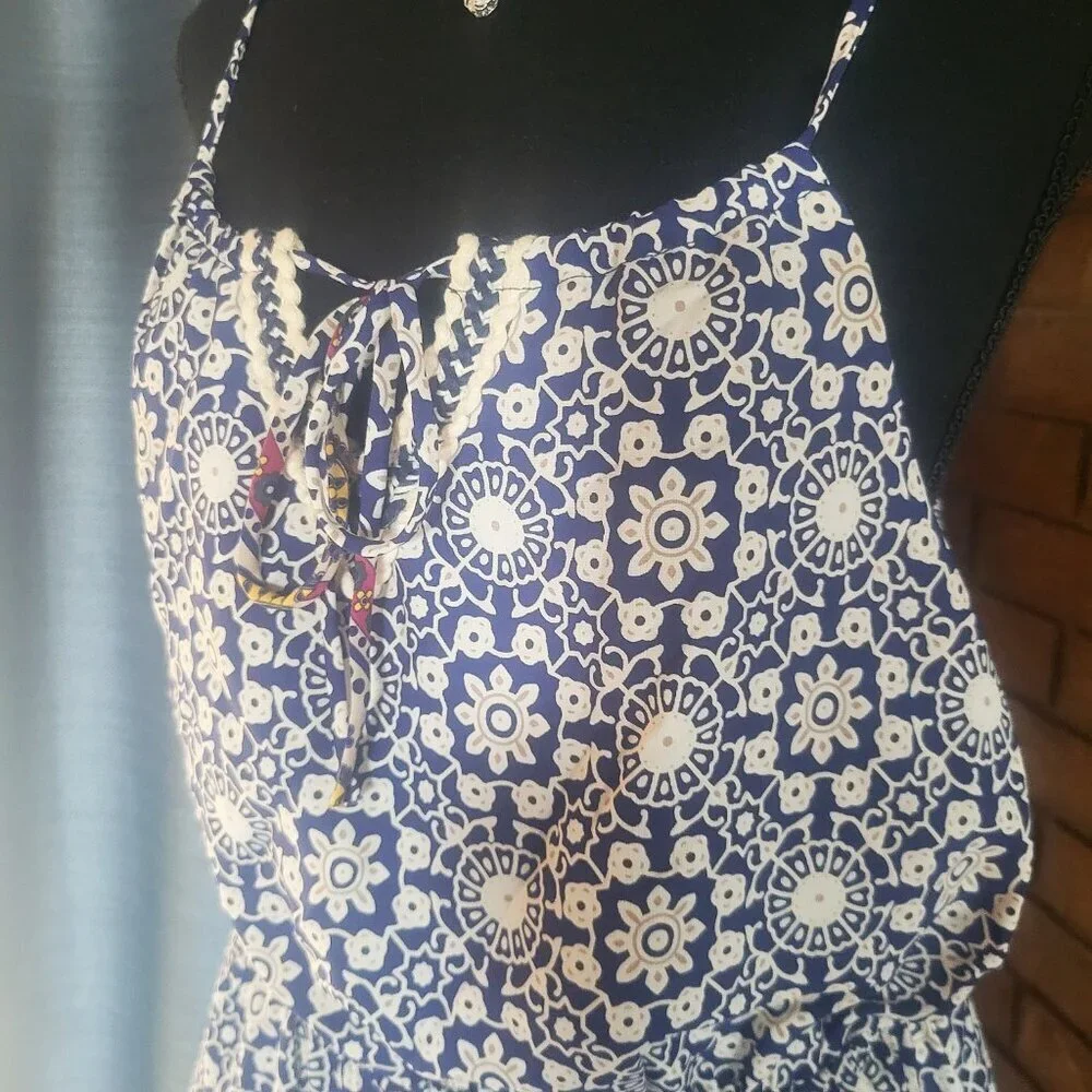 Francesca's Birdcage Boho Spaghetti Strap Summer Dress - Size L - Picture 3 of 11